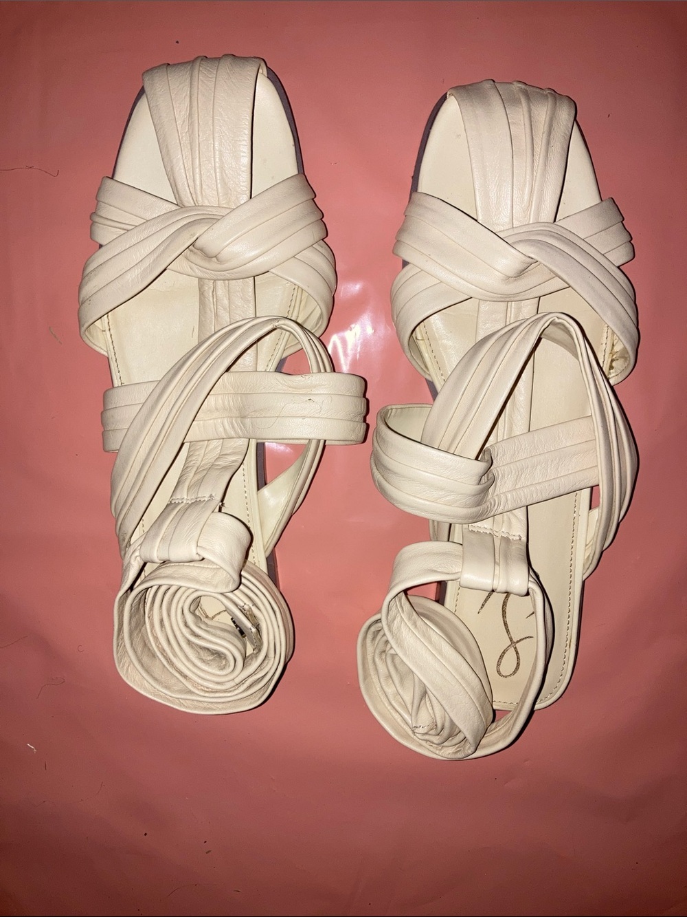 Sam Edelman Cream Wrap Knot Sandals